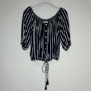 Faithfull the Brand Striped Shirt Size S Tie Drawstring